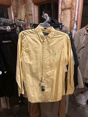 Ralph Lauren Men's Classic Fit Long Sleeve Oxford Shirt Yellow XL
